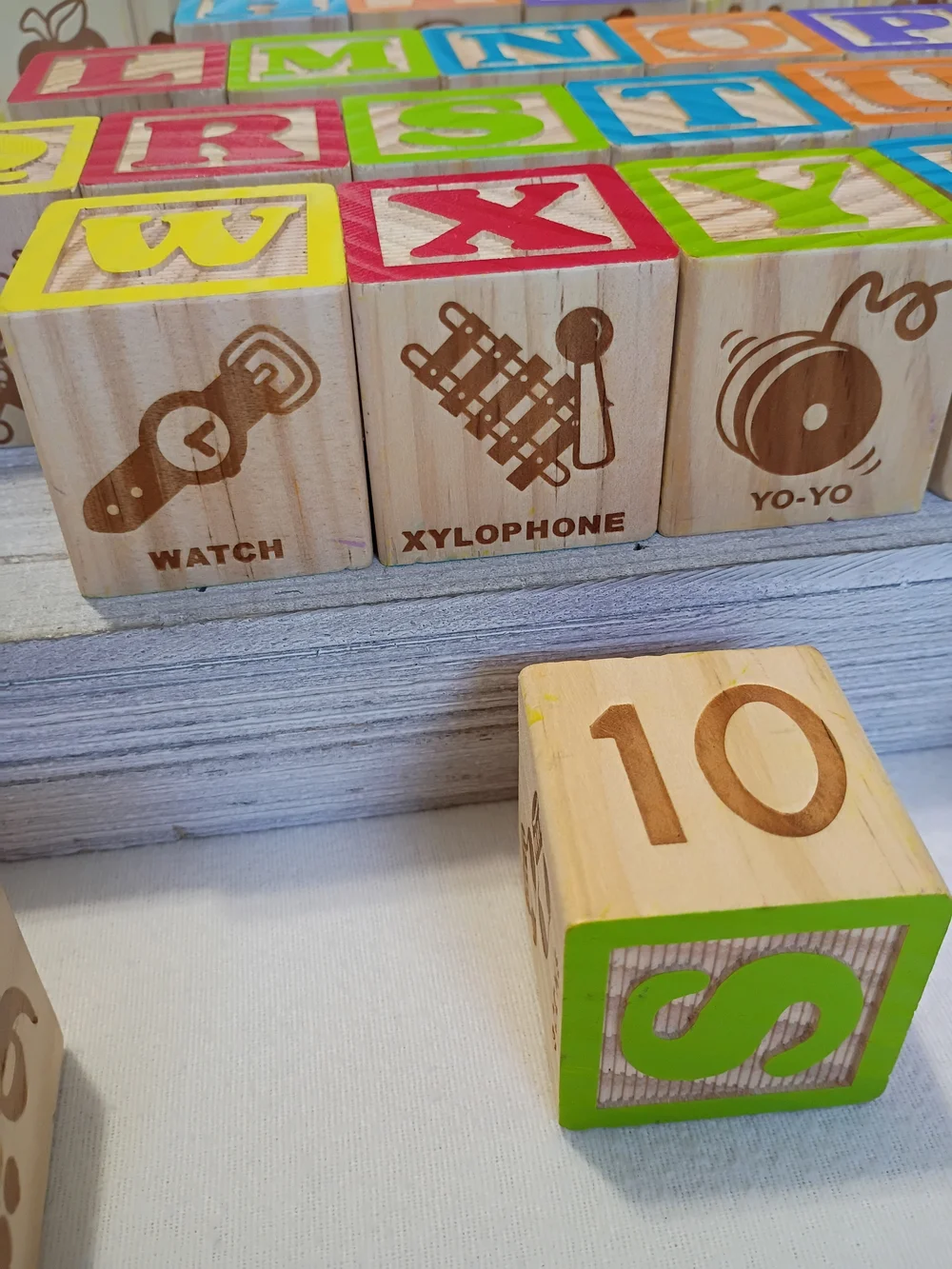 Colorful Wooden Alphabet Blocks Set Of 40 for Kids - Multicolor Learning Blocks